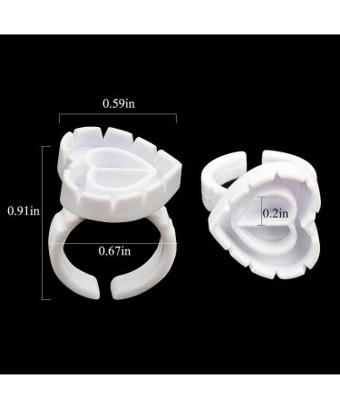 200 PCS Disposable Heart Shape Glue Ring Holders for Eyelash Extension and Nail Art - White - Buy Online on SooperMarket.com