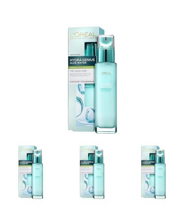 L'Or al paris moisture fluid hydra genius aloe water hydration and freshness for normal skin up to combination skin with aloe water and hyaluronic acid 70ml (pack with 4) 140 ml (4 -pack) normal skin up to combination