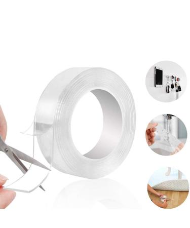 JSITON Nano Grip Tape 16.5 FT x 1.2 Inch Reusable Removable Washable Double Sided Sticky Strips Seamless Traceless Tape Adhesive Kitchen Holder Clear-16.5ft