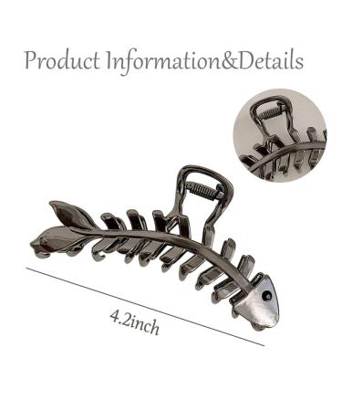 Fish Bone Hair Claw Clip - Non-slip Hair Styling Accessory for Women - Black Fishbone Design - Buy Online on SooperMarket.com