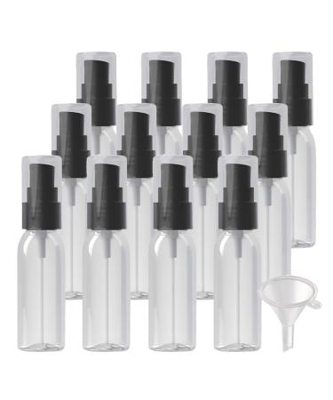 ZEOABSY 12 Pieces 30 ml Transparent Lotion Bottles with Black Pump 30ml Empty PET Plastic Lotion Pump Bottle Cosmetic Gel Travel Container for Cosmetic Make up Cleaning + 2 x Funnel Transparent 30ml