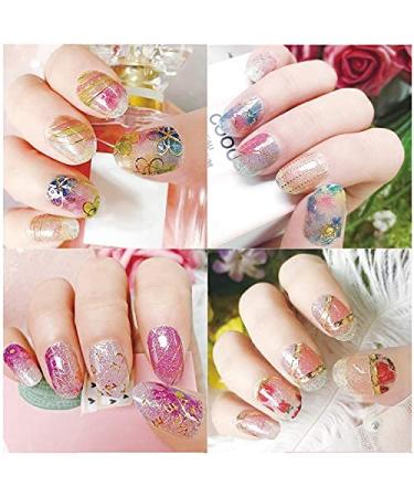 14 Sheets Gradient Nail Polish Stickers - Multicolor Flower Series | Self-Adhesive Design Decal Strips with Nail File | Manicure Decoration Kit for Women & Girls - Buy Online on SooperMarket.com