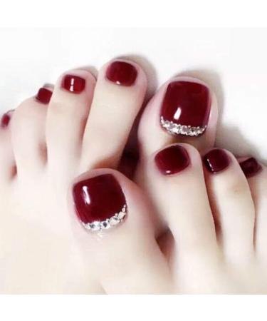 Brishow Artificial Nails Foot False Toenails Acrylic Stick on Toenails 24pcs For Women and Girls (c) Geometric