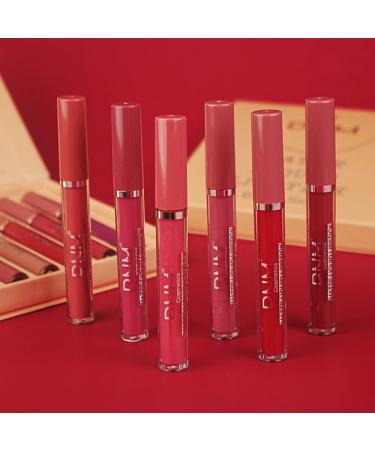 6Pcs Matte Liquid Lipstick Set - Long Lasting Waterproof Dark Red Lip Stain Makeup Kit for Women - Buy Online on SooperMarket.com