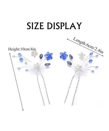 Blue Rhinestone Wedding Lace Flower Hair Pins - Bridal Crystal Headpieces for Women and Girls (Pack of 2) - Buy Online on SooperMarket.com