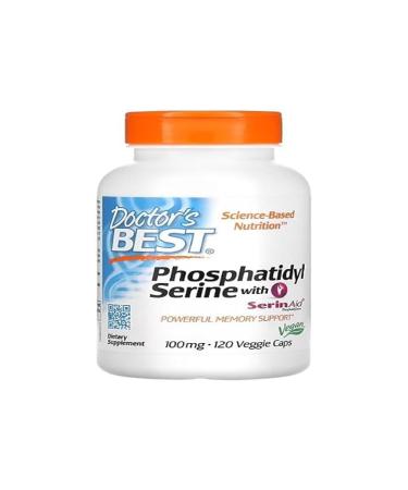 Doctor's Best Phosphatidylserine with SerinAid 120 vcaps Premium Supplement for Memory Support and Stress Relief