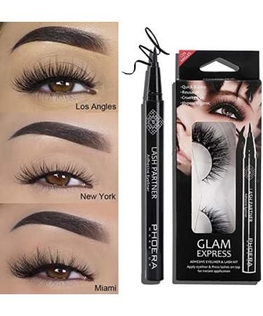 AquaPurity PHOERA 9D Synthetic Mink Lashes & Adhesive Eyeliner Kit Reusable up-to 30 times Self-Adhesive Magic Eyeliner Pen With Waterproof No Glue Needed Lashes Set (LOS ANGLES) - Buy Online on SooperMarket.com
