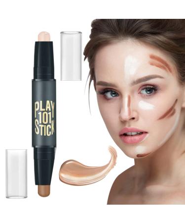 Conturing pencil concealer contour concealer contour contouring and highlighter in one 2 color make-up concealer contouring pen contour pen and highlight make-up for every skin type 1PCs 1 piece (1 Pack)