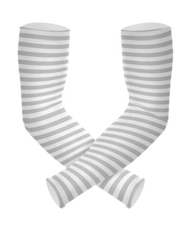 Grey Striped Compression Arm Sleeve Cooling Arm Shield for Men Women Arm Skin Protector Sleeves UPF 40+ Sun Protection Moisture Wicking