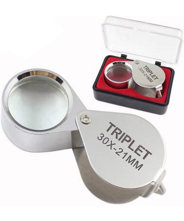 30x21mm Triplet Loupe Jeweller Magnifying Glass Magnifier with Metal Construction and Optical Glass Silver Superior Quality and Creative - Buy Online on SooperMarket.com