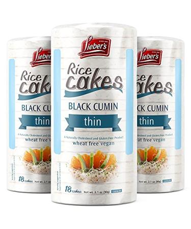LIEBERS Rice Cakes Kosher Certified Snack Dairy Free Wheat Free Gluten Free And Vegan options (pack of 3) (Black Cumin)