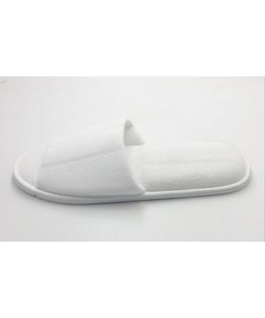 Travelwell 12 Pairs Open Toe Terry Spa Slippers - Bulk Hotel Unisex White Slippers - Buy Online on SooperMarket.com