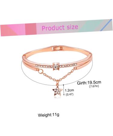 Magiclulu Rose Gold Cuff Bracelet for Women - Star & Pentagram Design Strass Jewelry Elegant Arm Loop - Perfect for Any Occasion 19.5*1.2cm - Buy Online on SooperMarket.com