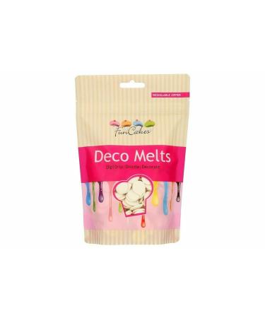 FunCakes Deco Melts White - Dip Drip Drizzle and Decorate Melt in The Microwave and Pour in Every Shape Make Candy Drip Cakes Lollipops and Decorate Cakes Cookies and Cupcakes AZO Free 250 g