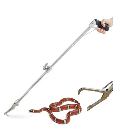 Yomyray 47'' Snake Tong Professional Collapsible Snake Catcher Tool With Zigzag Wide Jaw And Metal Automatic Lock Stainless Steel Reptile Grabber Rattle Catcher (Include Snake Bag)