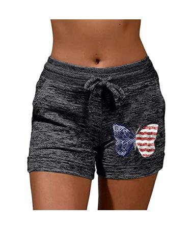 Womens Girls Casual Comfy Summer Shorts Elastic Waist Sports Athletic Sweat Shorts Tracksuit Workout Y2k Shorts with Pockets A-black Large