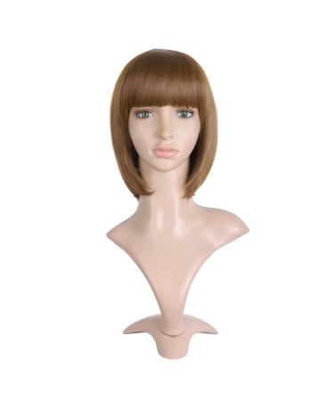 MapofBeauty 12"/30cm Natural Female Short Straight Hair BOB Wig (Light Brown)