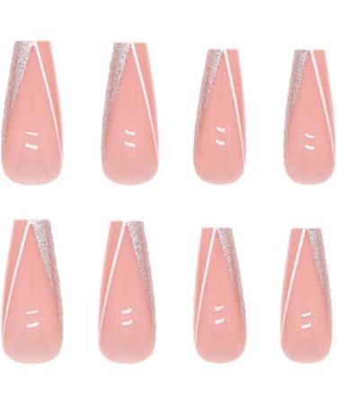 RUNRAYAY Pink French Fake Nails - Sequins Splicing Press On False Nails Kit for Women and Girls - Buy Online on SooperMarket.com