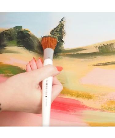 Silver Brush Limited 8036MD Silver Jumbo Landscape Oval Brush - Medium Size, Short Handle for Large Murals, Easel Painting, and Furniture - Buy Online on SooperMarket.com