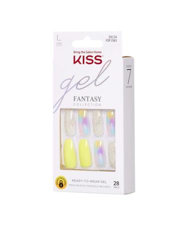 KISS Gel Fantasy In Your Eyes Long Length Gel Nail Kit | Press-On/Glue-On Nails with Pink Gel Glue | 24 Mega Adhesive Tabs & Manicure Tools Included - Buy Online on SooperMarket.com