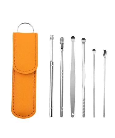 Portable Ear Cleaner Stainless Steel Ear Spoon Set Stainless Steel Ear Wax Remover Reusable Stainless Steel Ear Wax Remover Set Ear Wax Easily Removed Ideal for Personal and Home Use(Yellow)