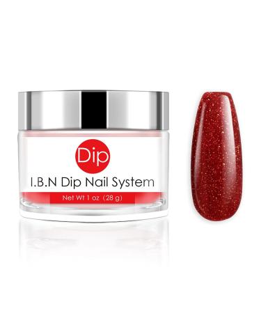 Red Sparkle Dipping Powder (1 oz) Professional Nail Dip Powder French Nail Art Starter for Manicure Salon DIY at Home, Odor-Free, Long-Lasting, No Nail Lamp Needed (DIP 047)
