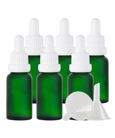 Zeoabsy 6 pieces 20 ml frosted green glass pipette bottle with white originality lock pipetting ring empty clear glass bottle glass pipette drip bottle for essential oils aromatherapy 20ml green