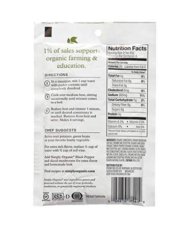 Simply Organic Mushroom Sauce Mix - Gluten-Free, Vegetarian, Certified Organic | 3-Pack, 0.85 oz - Buy Online on SooperMarket.com