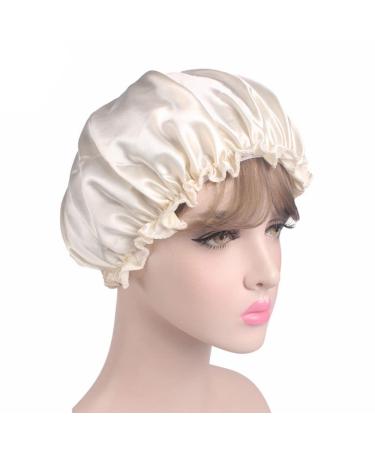 Women Satin Silk Sleeping Hat - Black Shower Cap for Lady Night Hair Care - Buy Online on SooperMarket.com