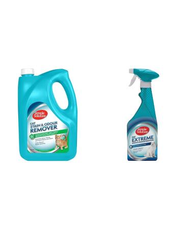 Simple Solution Cat Stain and Odour Remover | Enzymatic Cleaner with Pro-Bacteria Cleaning Power - 4 Litre & Extreme Cat Stain and Odour Remover Enzymatic Cleaner 500ml