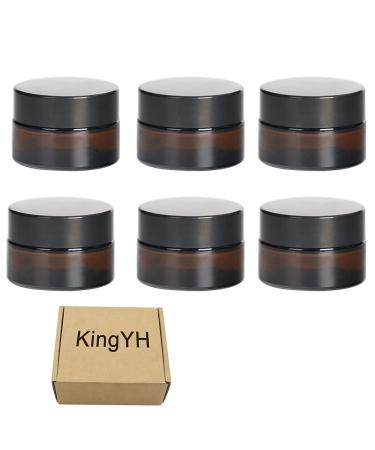 Kingyh 6 pieces 5ml cream can empty amber glass bottle bottle empty containable container brown glass container with lid and liner transparent cremes for cosmetics creams lotions essential oils powder