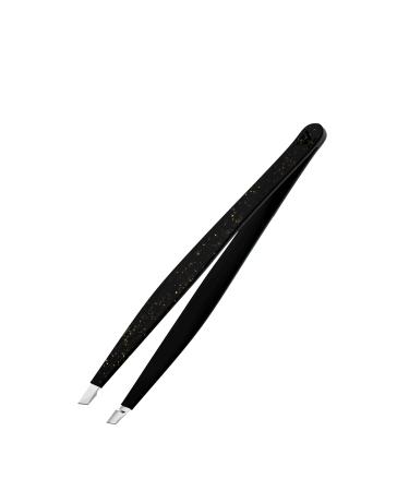 Wamza Tweezers for Facial Hair Women & Men - Pack of 1 -Slanted Eyebrow Tweezers Professional- Stainless Steel Precision Eyebrow Hair Pluckers/Tweezers for Women - for Chin & Fine Hair Black Glitter