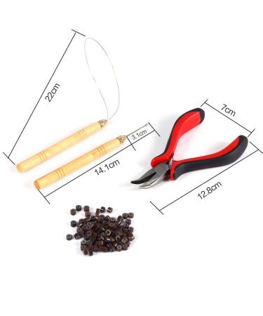 Buy FILFEEL Hair Extension Kit - 100PCS Dark Brown Silicone Beads Microrings Hook Needle Pull Loop & Plier Tool for Seamless Extensions - Buy Online on SooperMarket.com