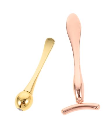 Balacoo 3 Sets Eye Massage Roller Head T-bar Set Eye Cream Applicator Eye Roller Skull Stationary Essence Bar Eye Cream Eye Digging Spoon Skin Care