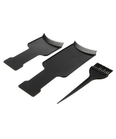 KALLORY Hair Coloring Paddle Dyeing Dye 3 Pcs Highlighting Board with Teeth Highlighting Brush Highlight Kit Board and Brush Kit Dye Board for Coloring Dye Hair Color Brush 25x10x0.2cm Black