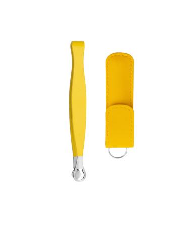 AWHAO Universal Tweezers for Trimming Nose Hair Round Tip Tweezers Precise Professional and Safe Nose Hair Tweezers Yellow with Pouch