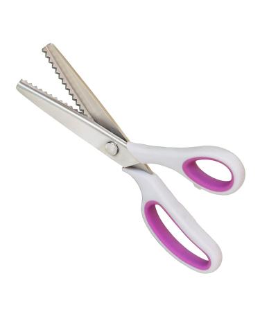 NEJLSD Pinking Shears for Fabric Ultra Sharp Comfort Grips Dressmaking Pinking Shears Zig Zag Cut Scissors Sewing Scissors Professional Handheld Dressmaking (Grey)
