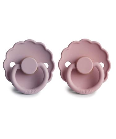 FRIGG Daisy Natural Rubber Baby Pacifier 2-Pack | BPA-Free | Made in Denmark | Baby Pink/Soft Lilac 6-18 Months - Buy Online on SooperMarket.com