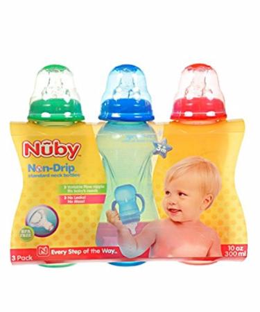 Nuby BPA Free Bottles 10oz 3 Pack Primary Colors - Size 8-10 oz - Buy Online on SooperMarket.com