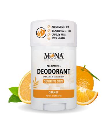 MONA BRANDS All Natural Deodorant For Women & Men | For Sensitive Skin | No Aluminum or Baking Soda | (ORANGE 1.76 Oz)