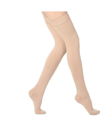 DERCLIVE compression stockings for thighs 23-32 mmHg with dotted silicone compression socks improve blood circulation nude s