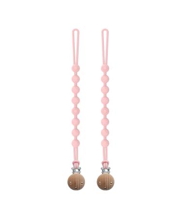 Silge chain made of silicone seposve 2-pack pacifier pacifier chain boys and girls pacifier clip chain keeps pacifier clean soft flexible durable-high robustness 2 pink