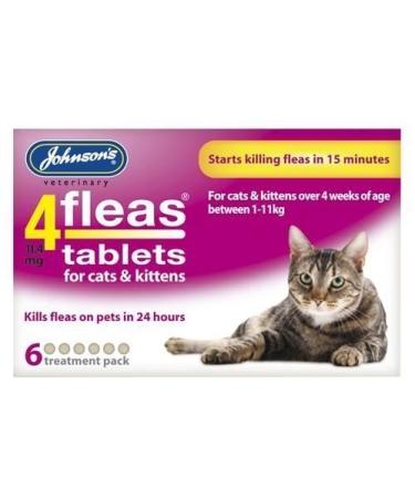 (3 Pack) Johnsons Vet - 4 Fleas Cat Flea Tablets - 6 Tab