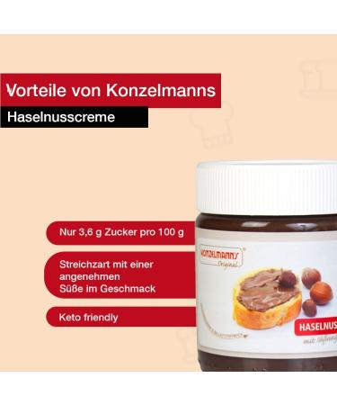 Buy Konzelmann's Original Hazelnut Cream 6x250g - Delicious Low-Calorie Breakfast Spread with Erythritol - Premium Quality Ingredients - Shop Internationally! - Buy Online on SooperMarket.com