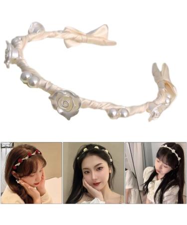 JSGHGDF Temperament Flocking Rose Shape with White Decors Unique Hair Hoop Bride Woman Wedding Party Headwear White Rose - Buy Online on SooperMarket.com
