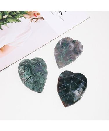 Natural Crystal Rough 1PC Natural Crystal Leaves Carving Moss Agate Family Decoration Sculpture Health Green Gem Gift DIY Pendant Gem - Buy Online on SooperMarket.com