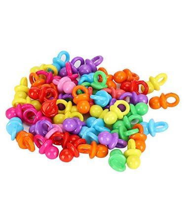 100PCs mini pacifier acrylic colored baby pacifier toys baby baptism calming mini color toys for baby birthday shower party decoration (monochrome mixing)