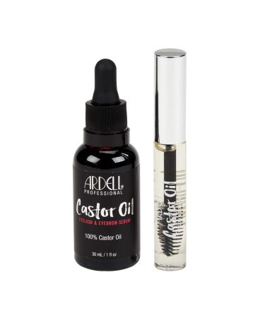 Ardell 100% Pure Castor Oil Eyelash Growth Enhancer & Brow Serum Kit  Hexane Free 1 Oz. Bottle  with FREE 0.33 Oz. Travel size