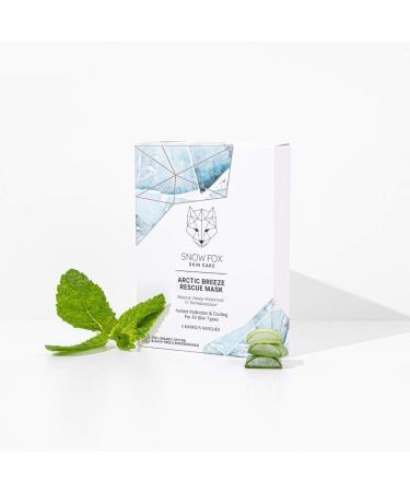 Snow Fox Skincare Arctic Breeze Rescue Mask - Hydrating Peppermint Oil & Aloe Vera for Skin Redness Relief | Post-Sun Recovery | Organic Cotton 5 Pack - Buy Online on SooperMarket.com