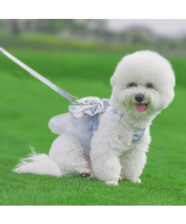 Dog Harness Dress with Leash Set Princess Dog Tutu Skirt for Small Dogs Girl Cute Bow Puppy Dresses Pet Clothes Doggie Outfits Apparel (XS Grey) XS Grey - Buy Online on SooperMarket.com
